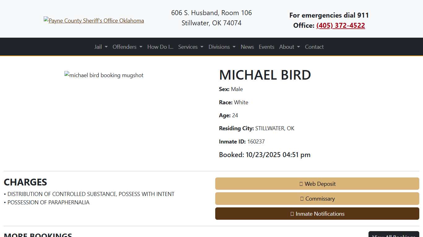 MICHAEL BIRD Booked at the County Jail